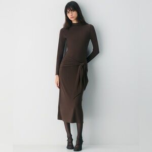 Aritzia Wilfred Conjure Midi Dress Rich Mocha Brown  NWT